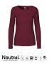 Dame T-skjorte med lange ermer Mørk rød