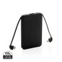 5.000 mAh lommepowerbank med integrerte kabler Svart
