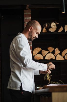 Kokkejakke stretch herre Hvit