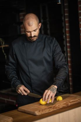 Kokkejakke stretch herre Svart