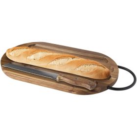 Prestige skjærebrett av akasietre med brødkniv Brun