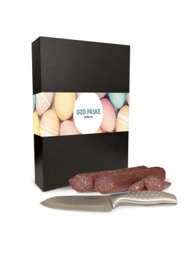 Gaveeske med spekepølser og kniv