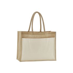 Cotton pocket natural starched jute shopper