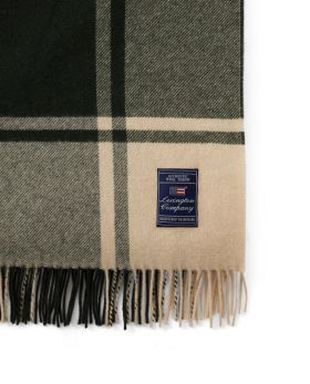 Checked Recycled Wool Throw Green (LX)/Beige