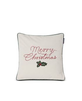 Merry Christmas Embroidered Cotton Velvet Pillow Cover