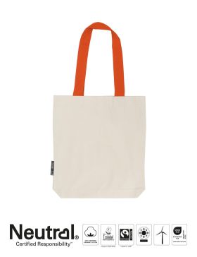 Twill bomullspose med kontrast-håndtak nature-orange