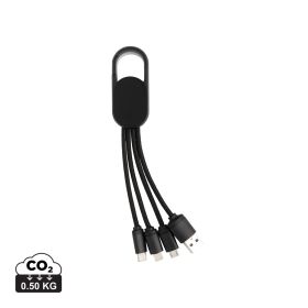 4-in-1 kabel med karabinkrok Svart