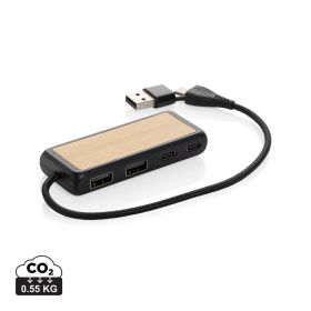 Link RCS dobbel USB-hub i resirkulert plast og bambus