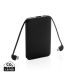 5.000 mAh lommepowerbank med integrerte kabler