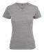 Heavy V-neck T-shirt ladies Grey Melange
