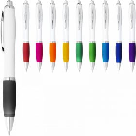 Nash kulepenn med hvit pennekropp og farget grep Hvit