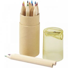 Hef fargeblyantsett i 12 deler med blyantspisser Gul