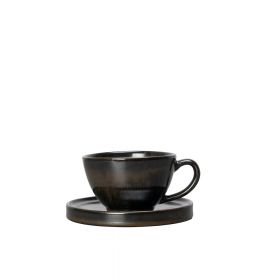 Mug & plate Jade, Svart/brun