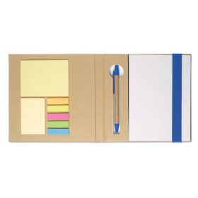 Quincy notatbok med stickynotes og penn Blå