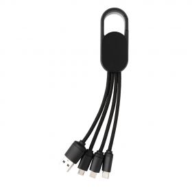 4-in-1 kabel med karabinkrok svart