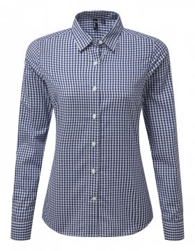 Maxton Check Shirt L/S (D) Marine/Hvit