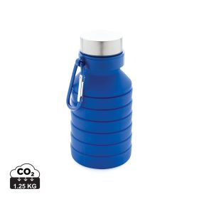 Lekkasjesikker sammenleggbar silikonflaske med lokk Blå