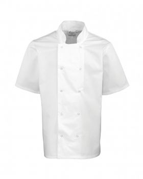 Studded Front Chefs Jacket S/S Hvit