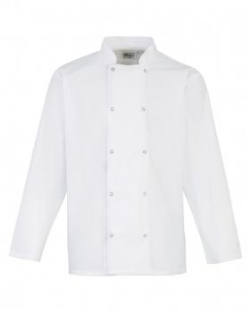 Studded Front Chefs Jacket L/S Hvit