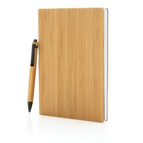 A5 bambus notatbok og penn sett