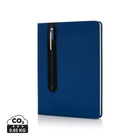 Basic A5 notatbok med hardcover og stylus penn Marineblå