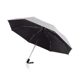 Deluxe 21,5” 2 i 1 auto åpne/lukke paraply sølvfarget, svart